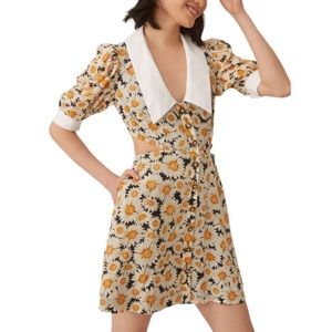 🌼Maeve Anthropologie Retro Puff Sleeve Daisy Collared Cut Out Dress
